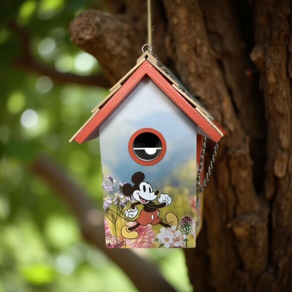 Disney Mickey Mouse Orange Blue Wooden Birdhouse - Viral Tiktok - 9-1/4" Tall - Picture 2 of 15